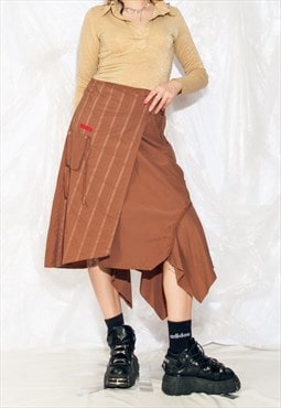 Vintage Y2K Cargo Skirt in Brown Cotton