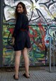 VINTAGE Y2K BLACK WOMEN OVERSIZED BUTTON UP LONG SHIRT