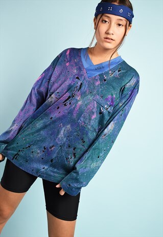 80'S RETRO THIN GRAPHIC PRINT JERSEY SWEATSHIRT JUMPER