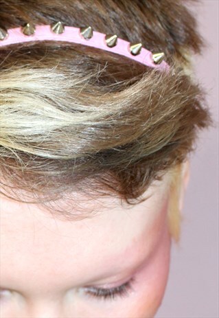 90'S VINTAGE BABY PINK STUDDED HAIR BAND
