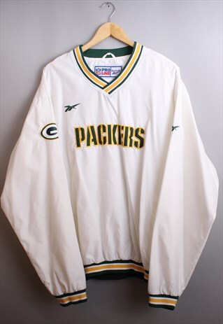 MENS VINTAGE PACKERS V NECK PULL OVER WINDBREAKER JACKET