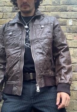 Vintage Brown ZARA Leather Jacket.