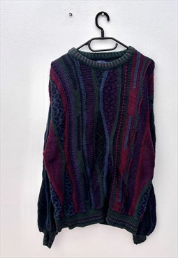 Vintage Coogi style knit multicoloured jumper large 