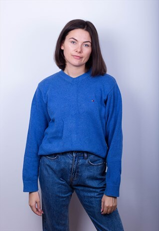 TOMMY HILFIGER BLUE KNITTED JUMPER
