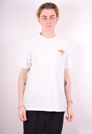 HARD ROCK CAFE MENS VINTAGE T-SHIRT TOP MEDIUM WHITE 90'S
