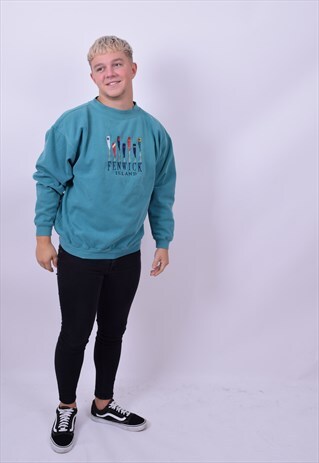 VINTAGE 90'S TURQUISE FENWICK ISLAND USA SWEATER SIZE LARGE