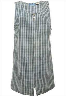 Checked Zip Front Dress - M