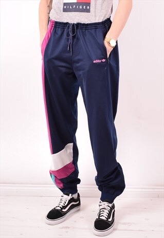 ADIDAS MENS VINTAGE TRACKSUIT TROUSERS XL BLUE 90S