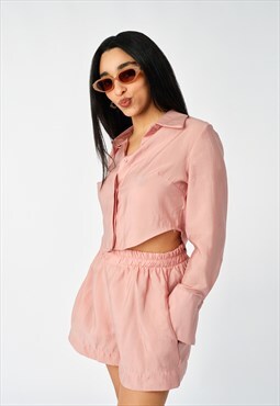 Pink Lightweight Relaxed Ruched Shorts