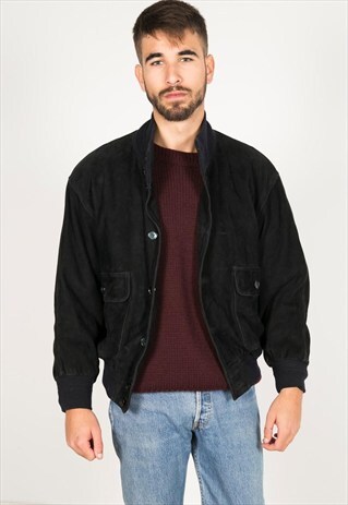 LAST UNIT SALE / VINTAGE 80S WINTER BOMBER SUEDE JACKET