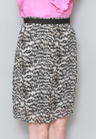 VINTAGE 1980'S NEUTRAL ANIMAL PRINT MINI SKIRT