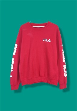 Vintage Fila Sweatshirt Logo on sleeve in Red M