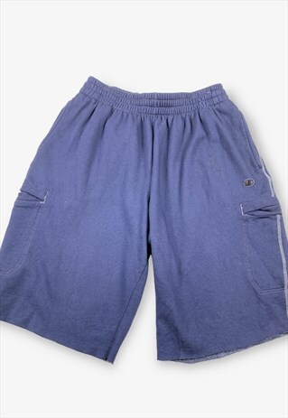 Vintage CHAMPION Cut Off Jogger Shorts Navy Blue M BV17549