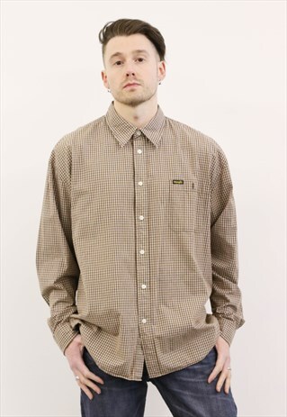 WRANGLER VINTAGE 1990S BROWN CHECKED SHIRT