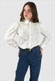 Vintage 90's Customised White Long Sleeve Shirt/Blouse