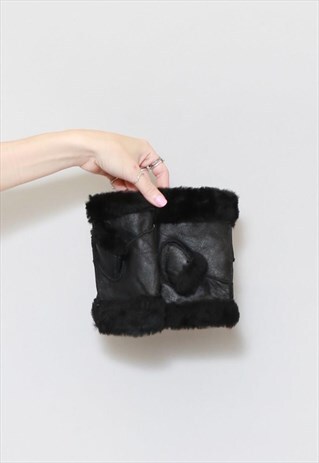 VINTAGE STYLE BLACK SHEARLING GLOVES