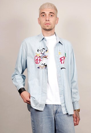 VINTAGE 80'S DESIGNER GOOFY DENIM SHIRT