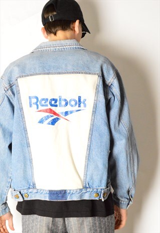 REWORKED VINTAGE 90S BLUE DENIM JACKET X REEBOK
