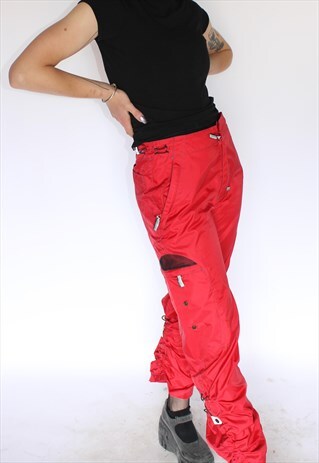 90S RED CARGO TROUSER PANTS