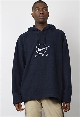 VINTAGE 80'S NAVY HOODED NIKE FLEECE SWEATER