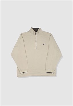 Vintage 90s Nike Embroidered 1/4 Zip Sweatshirt in Cream