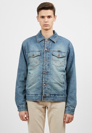 VINTAGE BLUE WRANGLER SHEARLING DENIM JACKET