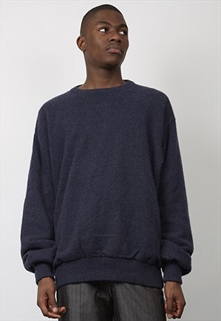 VINTAGE 90'S NAVY BLUE CASHMERE LINED KNIT JUMPER