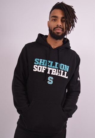 VINTAGE ADIDAS HOODIE JUMPER BLACK