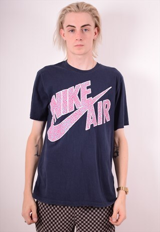 NIKE MENS VINTAGE T-SHIRT TOP LARGE BLUE 90S
