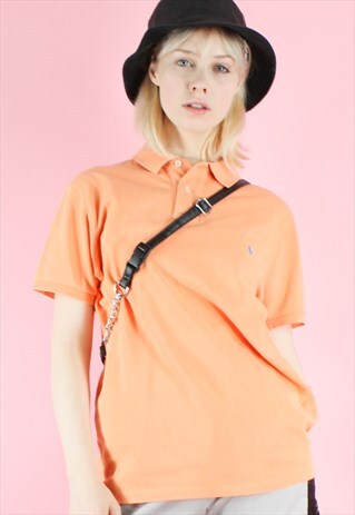 VINTAGE 90S RALPH LAUREN POLO SHIRT Y2K ORANGE PREPPY TOP