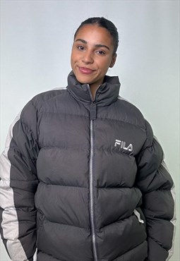 Dark Grey 90s FILA Puffer Jacket Coat