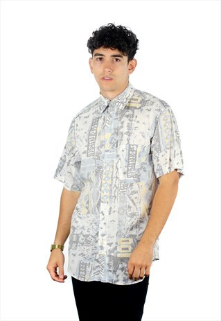 VINTAGE PATTERNED BLUE SHIRT