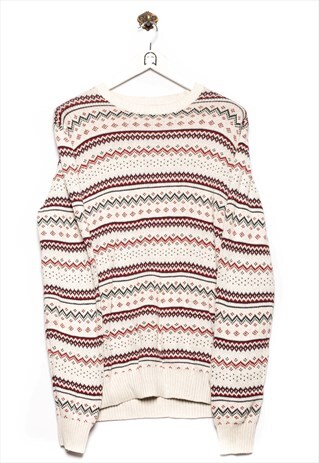 DANIEL HECHTER PULLOVER ETHNO PATTERN WHITE/BLUE/RED