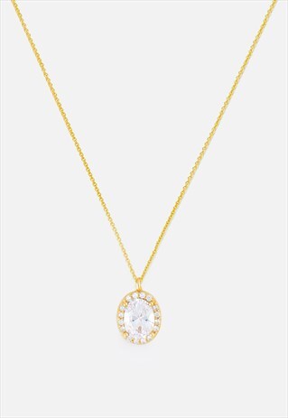 WOMEN'S OVAL PENDANT NECKLACE - GOLD