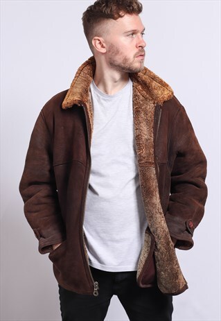VINTAGE SUEDE AVIATOR FLEECE JACKET