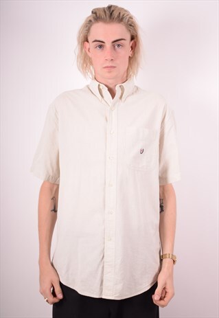 CHAPS RALPH LAUREN MENS VINTAGE SHIRT MEDIUM BEIGE 90S