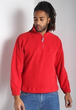 Vintage 1/4 Zip Fleece Sweatshirt Red