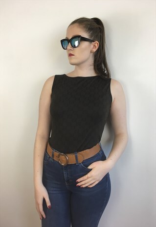 WOMENS VINTAGE FENDI TOP IN BROWN ZUCCA MONOGRAM PRINT