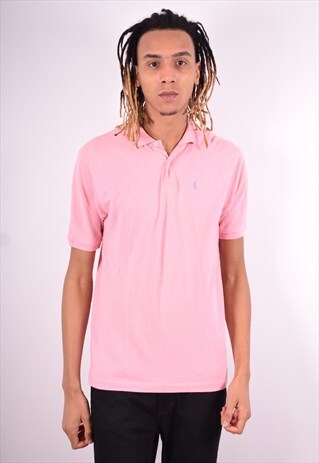 POLO RALPH LAUREN MENS VINTAGE POLO SHIRT MEDIUM PINK 90'S
