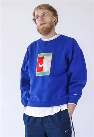 VINTAGE MENS NIKE COURT BIG LOGO SWEATSHIRT CREW NECK