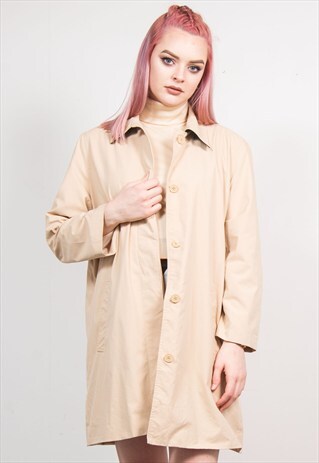 90'S VINTAGE BEIGE RALPH LAUREN CHAPS MINIMALIST TRENCH COAT