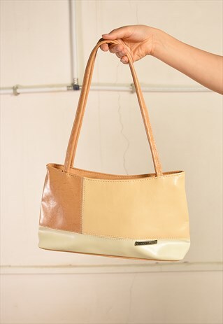 VINTAGE Y2K RETRO MINIMALIST FAUX LEATHER SHOULDER BAG