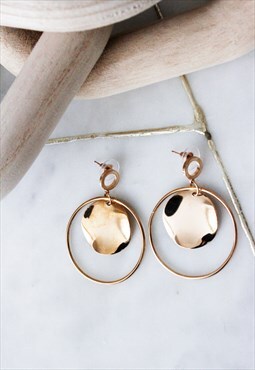 Gold Hoop Circle Minimalist Everyday Dangly Stud Earrings