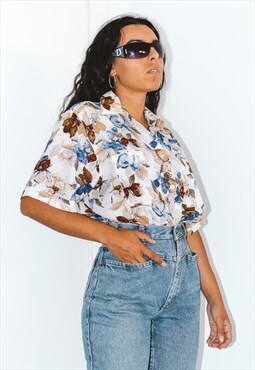 Vintage 90s Floral Patterned Summer Shirt