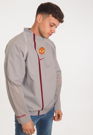 VINTAGE NIKE MANCHESTER UNITED WATERPROOF SWEATSHIRT GREY