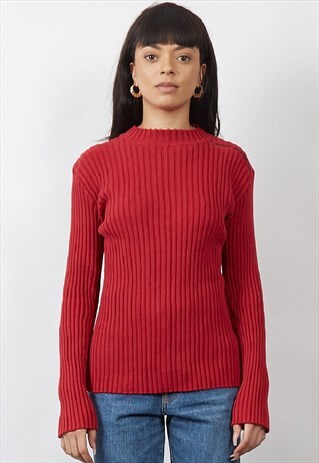 VINTAGE 90'S POLO RALPH LAUREN RED TURTLE NECK JUMPER