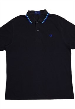 Fred Perry Twin Tipped Polo Shirt In Black Size XL