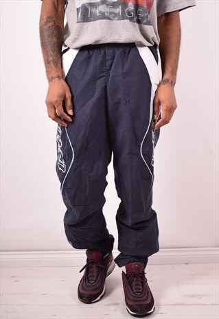 LOTTO MENS VINTAGE TRACKSUIT TROUSERS MEDIUM BLUE 90S