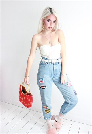 VINTAGE 90S RED HANDBAG WITH BAMBOO HANDLES