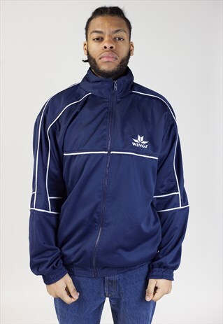 VINTAGE 90S NAVY ZIP-UP SPORTS JACKET